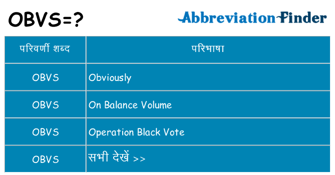 obvs का क्या अर्थ है