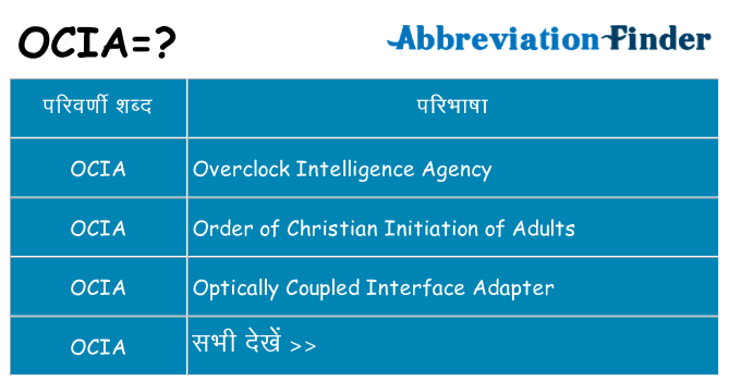 ocia का क्या अर्थ है