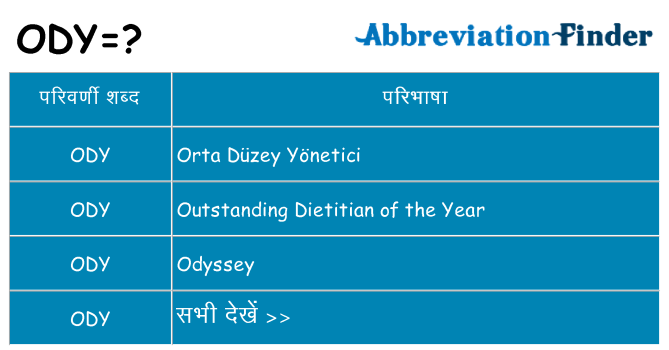 ody का क्या अर्थ है