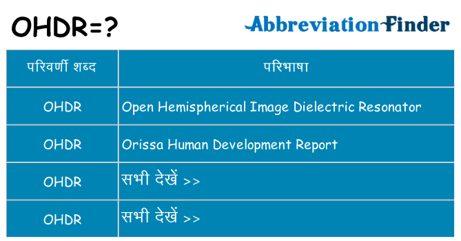 ohdr का क्या अर्थ है