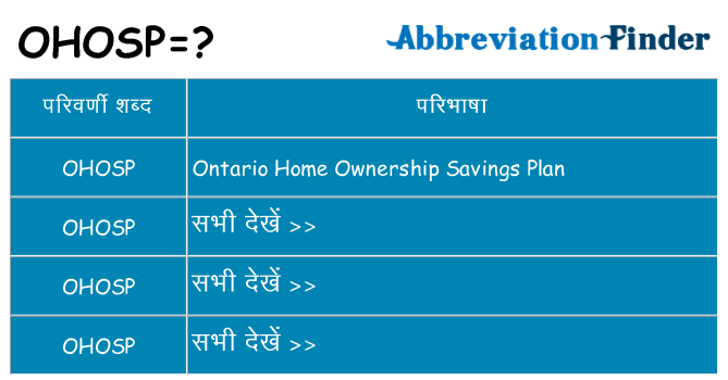 ohosp का क्या अर्थ है