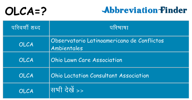 olca का क्या अर्थ है