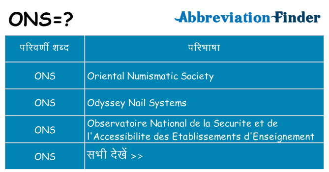 ons का क्या अर्थ है