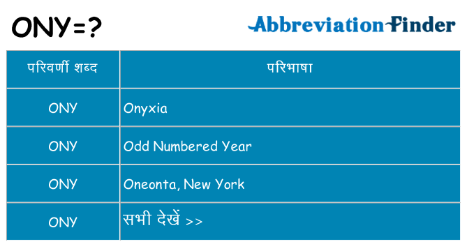 ony का क्या अर्थ है