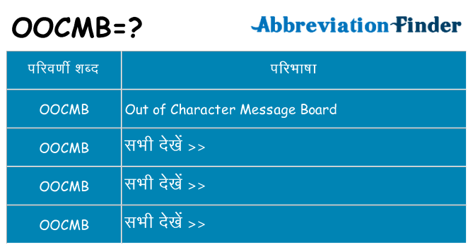 oocmb का क्या अर्थ है