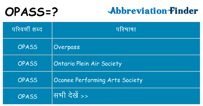 opass का क्या अर्थ है