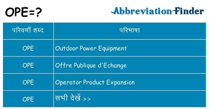 ope का क्या अर्थ है