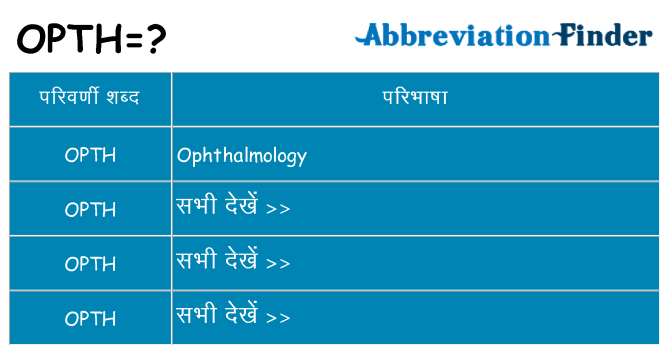 opth का क्या अर्थ है