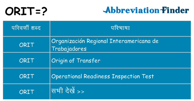 orit का क्या अर्थ है
