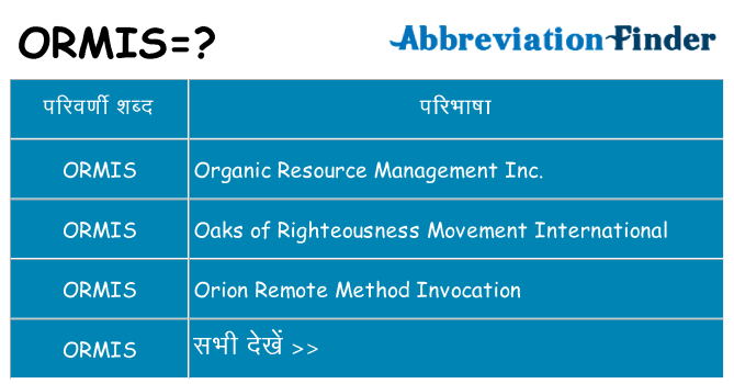 ormis का क्या अर्थ है
