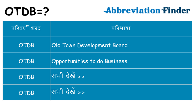 otdb का क्या अर्थ है