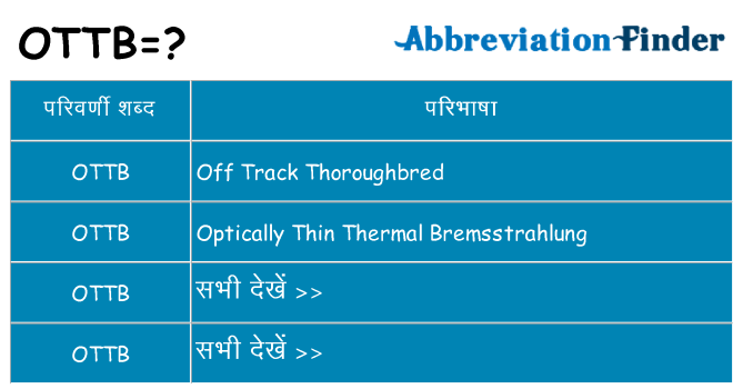 ottb का क्या अर्थ है
