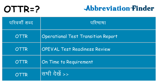 ottr का क्या अर्थ है