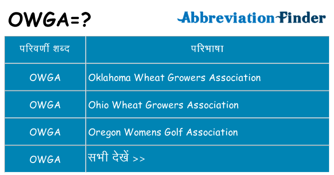 owga का क्या अर्थ है