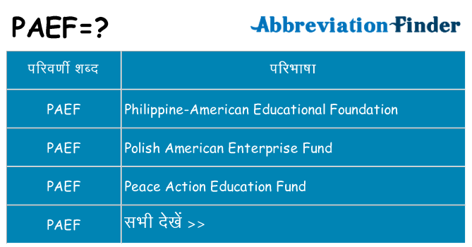 paef का क्या अर्थ है