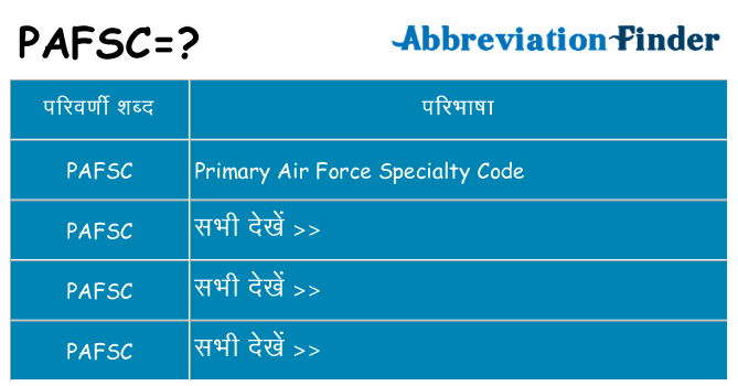 pafsc का क्या अर्थ है