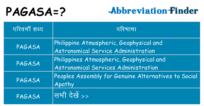pagasa का क्या अर्थ है