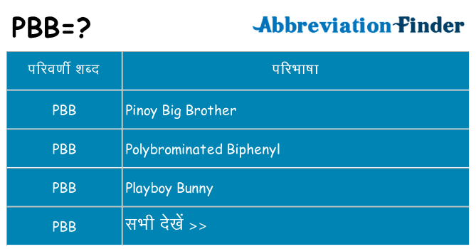 pbb का क्या अर्थ है