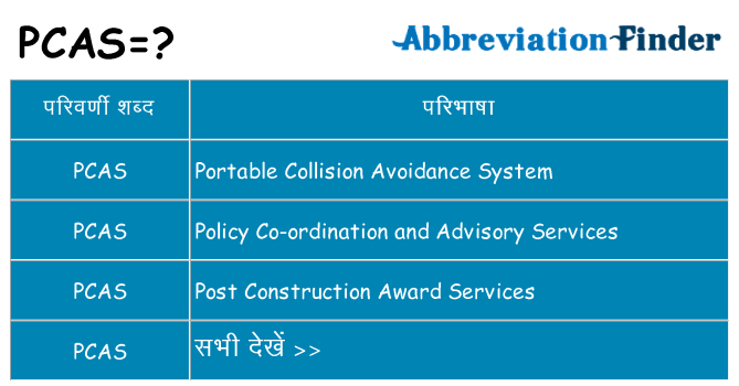 pcas का क्या अर्थ है