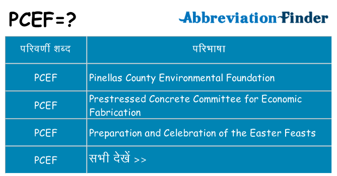 pcef का क्या अर्थ है