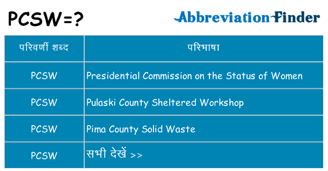 pcsw का क्या अर्थ है