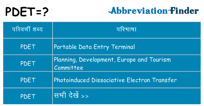 pdet का क्या अर्थ है