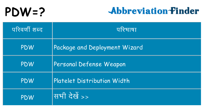 pdw का क्या अर्थ है