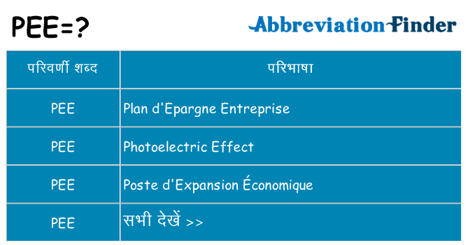 pee का क्या अर्थ है