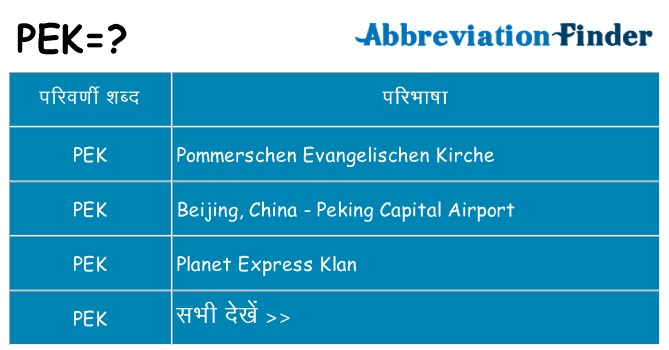 pek का क्या अर्थ है
