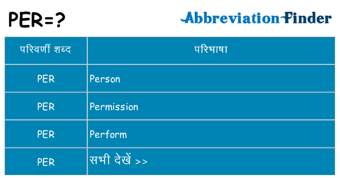 per का क्या अर्थ है