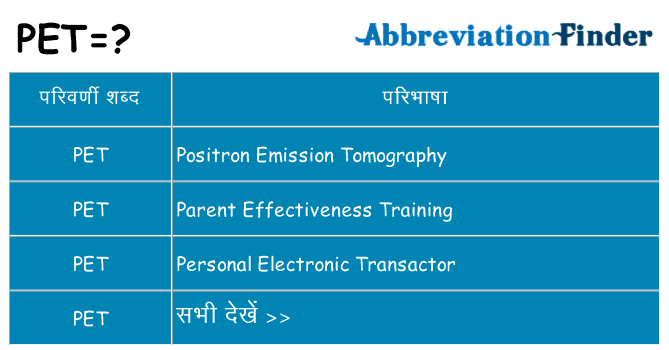 pet का क्या अर्थ है