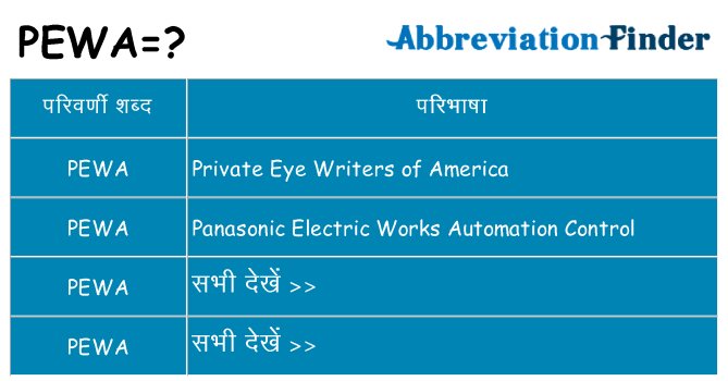 pewa का क्या अर्थ है