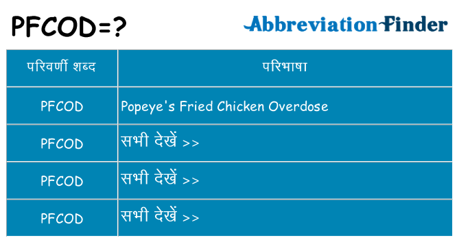 pfcod का क्या अर्थ है