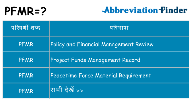 pfmr का क्या अर्थ है