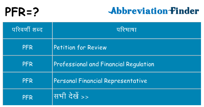 pfr का क्या अर्थ है