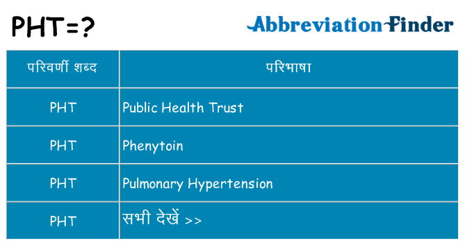 pht का क्या अर्थ है