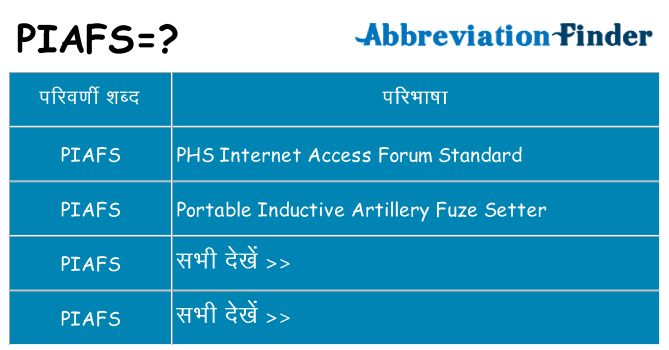 piafs का क्या अर्थ है