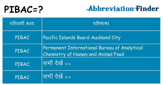 pibac का क्या अर्थ है