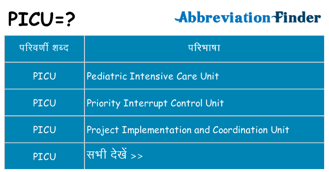 picu का क्या अर्थ है
