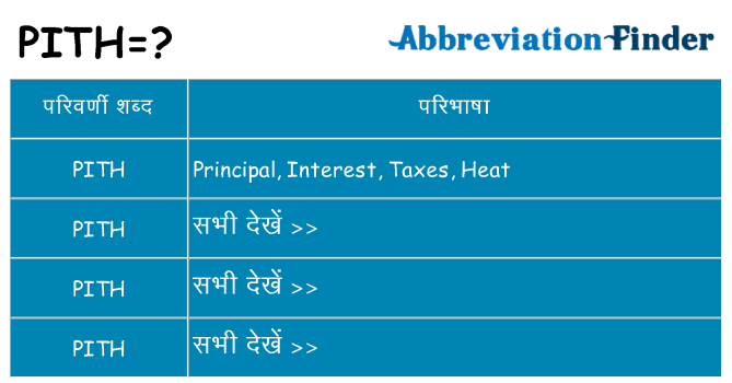 pith का क्या अर्थ है