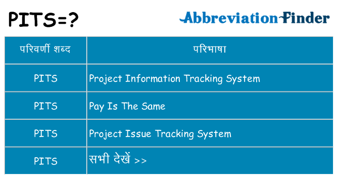 pits का क्या अर्थ है