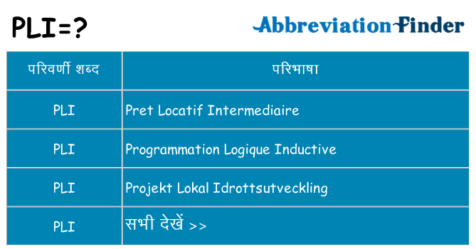 pli का क्या अर्थ है