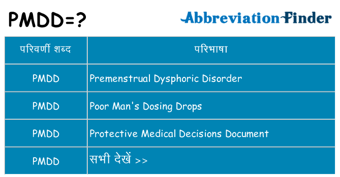 pmdd का क्या अर्थ है