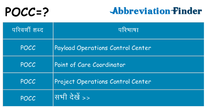 pocc का क्या अर्थ है