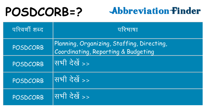 posdcorb का क्या अर्थ है