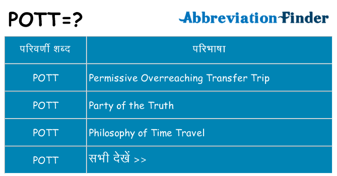 pott का क्या अर्थ है