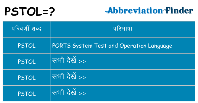 pstol का क्या अर्थ है