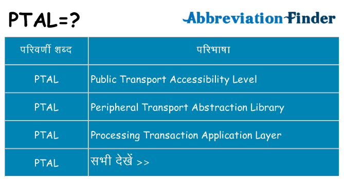 ptal का क्या अर्थ है