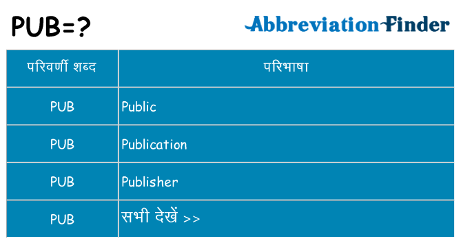 pub का क्या अर्थ है