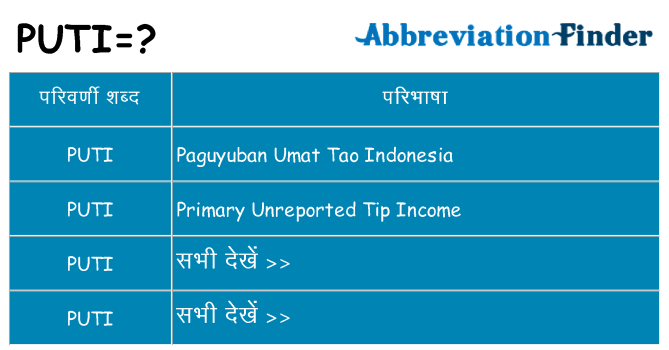 puti का क्या अर्थ है